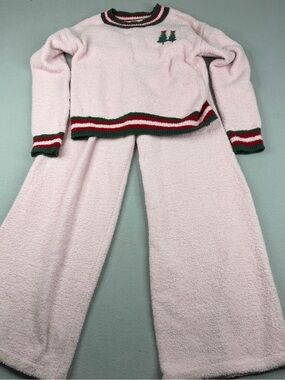 Cupcakes & Cashmere Christmas Lounge Set Womens XS Pink Fuzzy Tree NWOT